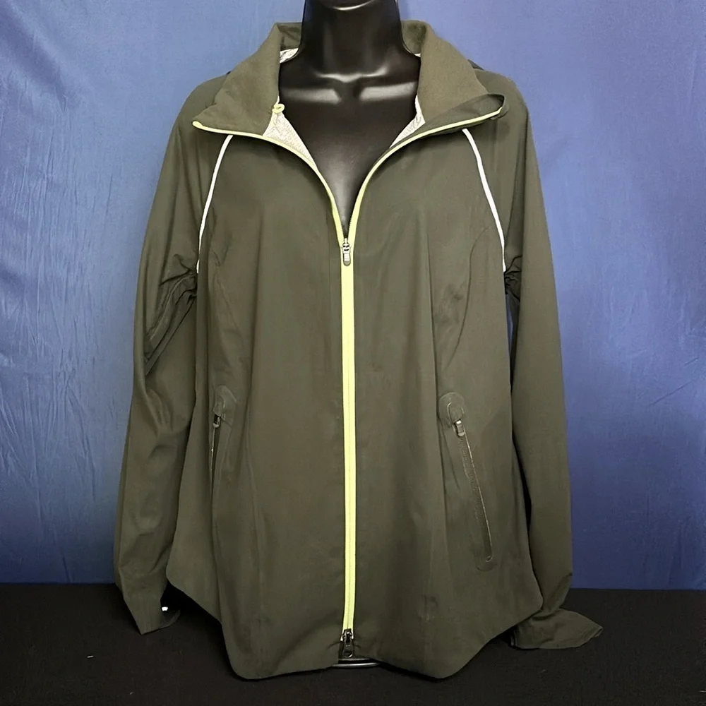 Athleta Waterproof Rain Runner Jacket Forest Green Size Large RN 54023 - Picture 2 of 12